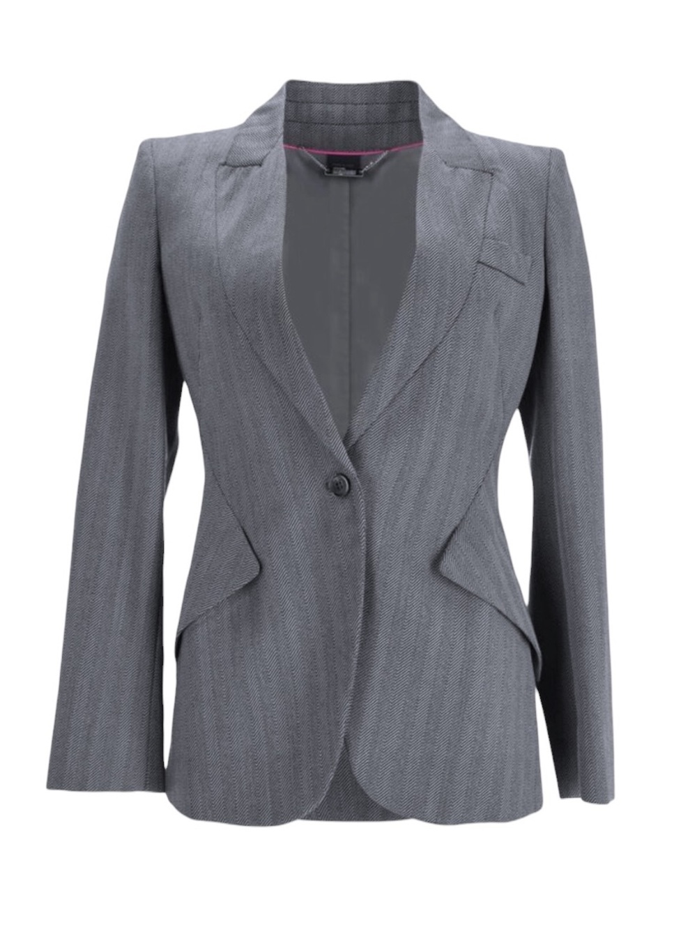 Alexander McQueen Gray Structured Herringbone Single Breasted Wool Blazer Size 4
